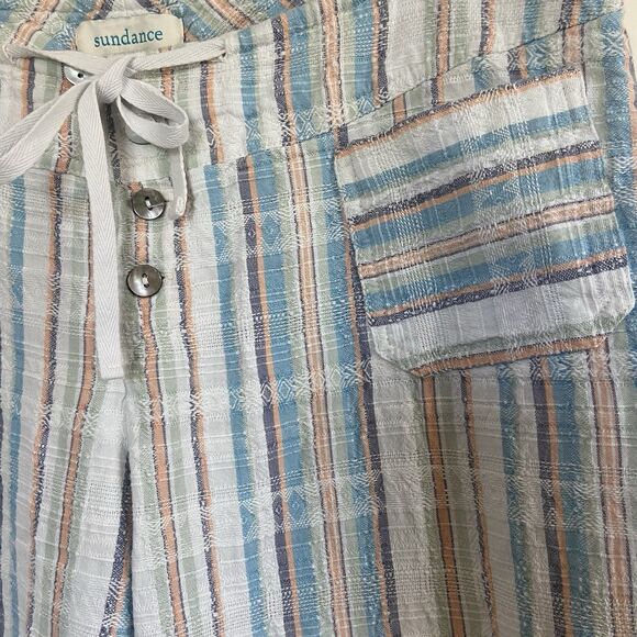 Sundance Gigi Cotton Pants Multicolor Stripes Size Petite Large - Picture 2 of 10